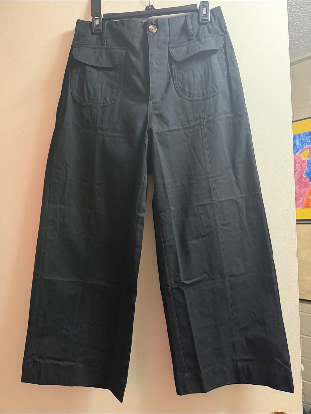 Wide‑Leg High‑Waist Pants in Black
